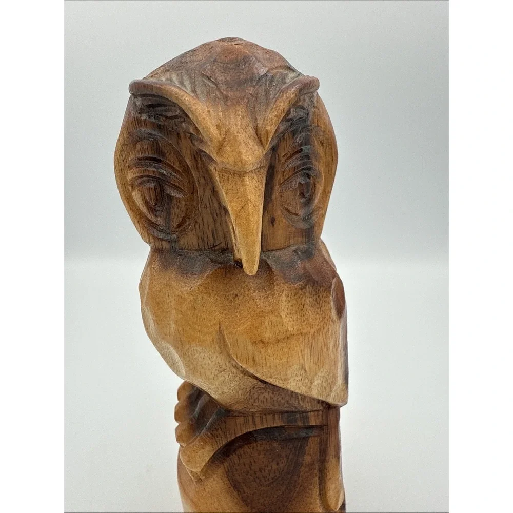 Unique Hand Carved Wooden Owl 6.5